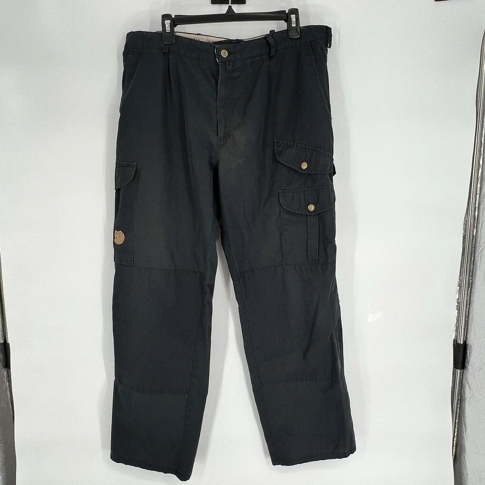 Fjallraven Pants Mens 38x30 Dark‎ Blue G-1000 Cargo Hiking Outdoor